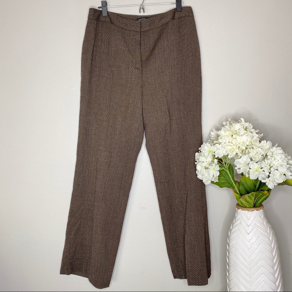 Lafayette 148 Brown and Tan Knit Trousers size 16